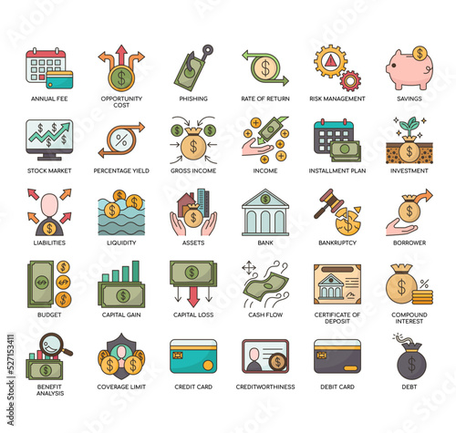 Set of Finance Literacy thin line icons for any web and app project.