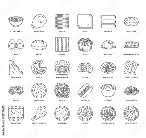 Set of Breakfast thin line icons for any web and app project.