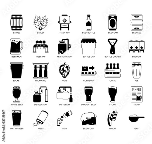 Set of Brewery thin line icons for any web and app project.