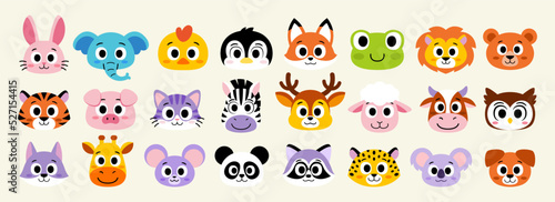 Set of cute happy animals cartoons Vector