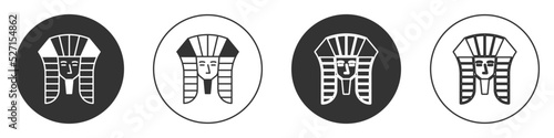 Black Egyptian pharaoh icon isolated on white background. Circle button. Vector