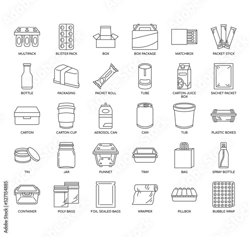 Set of Packagingthin line icons for any web and app project.