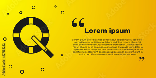 Black Ashtray with cigarette icon isolated on yellow background. Vector