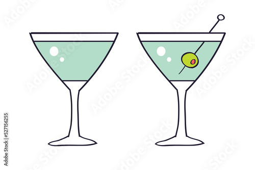 Martini vermouth cocktail glass isolated vector illustration
