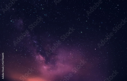 night starry sky comet dust nebula and star fall wind on blue lilac green neon flares cosmic universe template background 