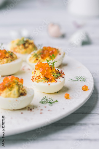 Deviled Eggs with Caviar Close Up
