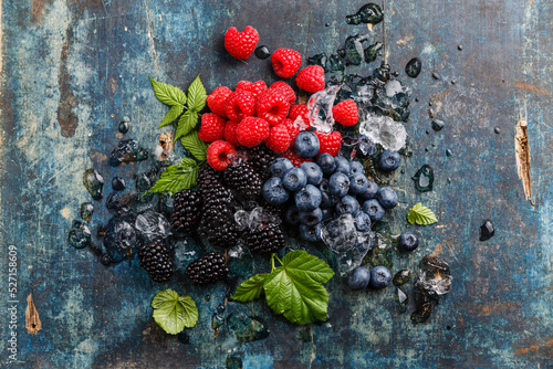 Fresh berries Mix with ice photo