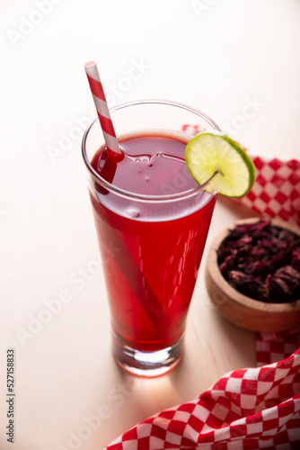 Wallpaper Mural Agua de jamaica. Ibiscus tea made as an infusion from roselle flower (Hibiscus sabdariffa). Can be consumed both hot and cold. Very popular drink in Mexico and many other countries. Torontodigital.ca