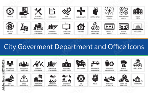 Fotografija City Government Department and Office Services icons