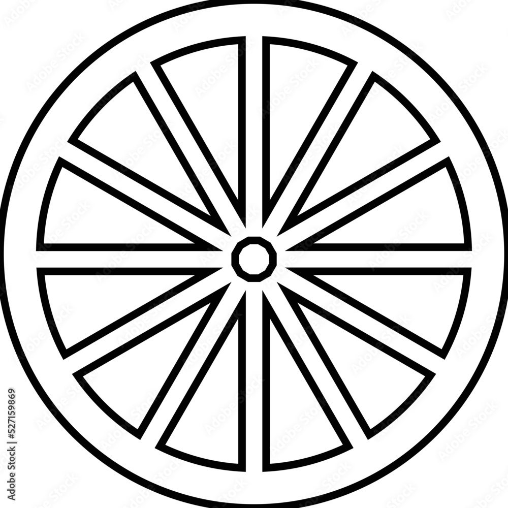 wagon wheel svg vector cutfile for cricut and silhouette Stock Vector