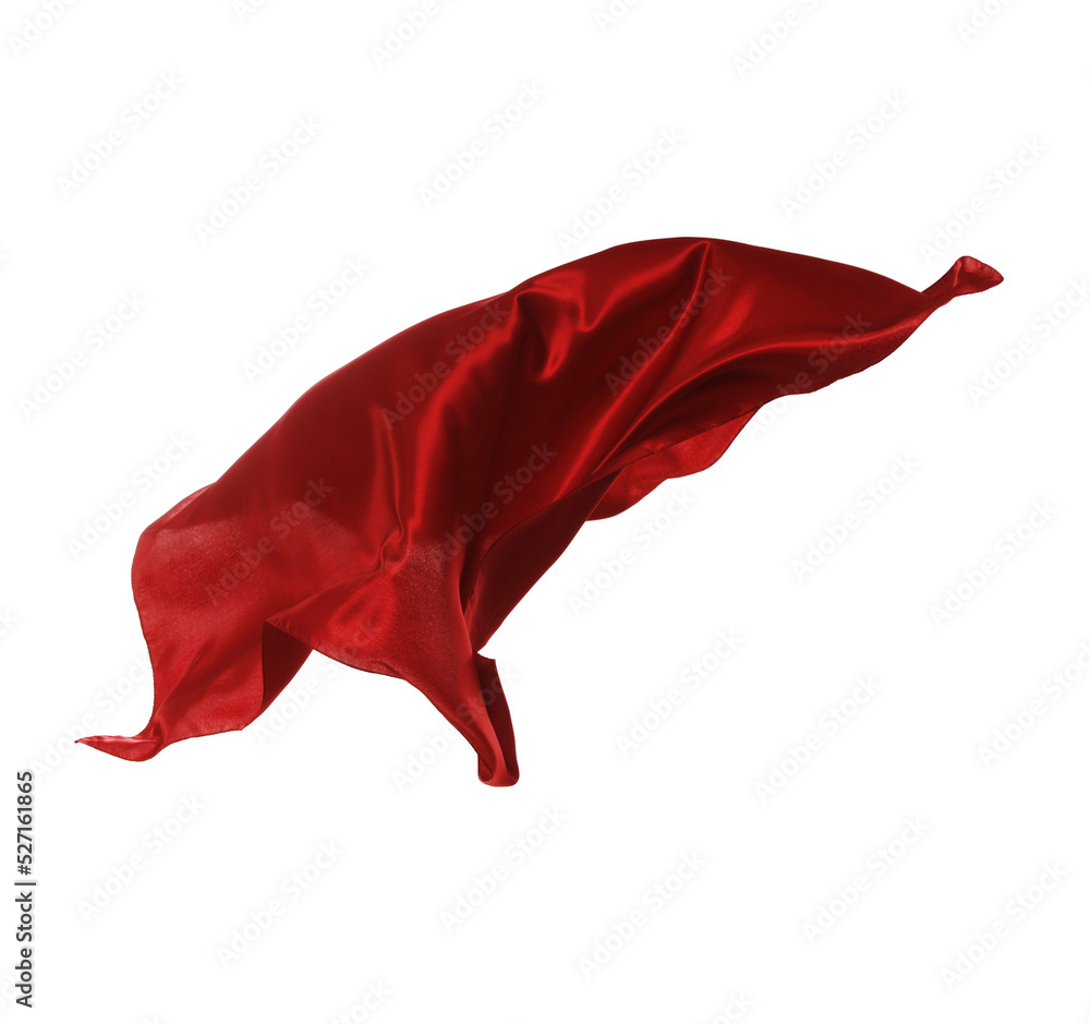 Beautiful delicate red silk floating on white background Beautiful delicate red silk floating on white background