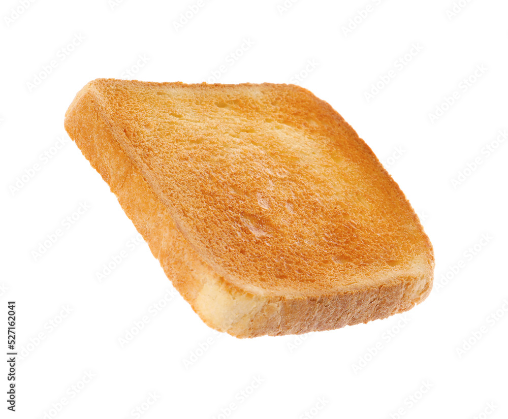 Slice of delicious toasted bread isolated on white Slice of delicious toasted bread isolated on white