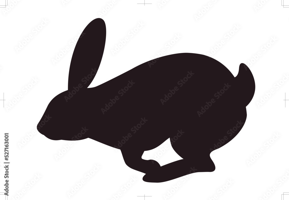 Silhouette of the running rabbit Silhouette of the running rabbit