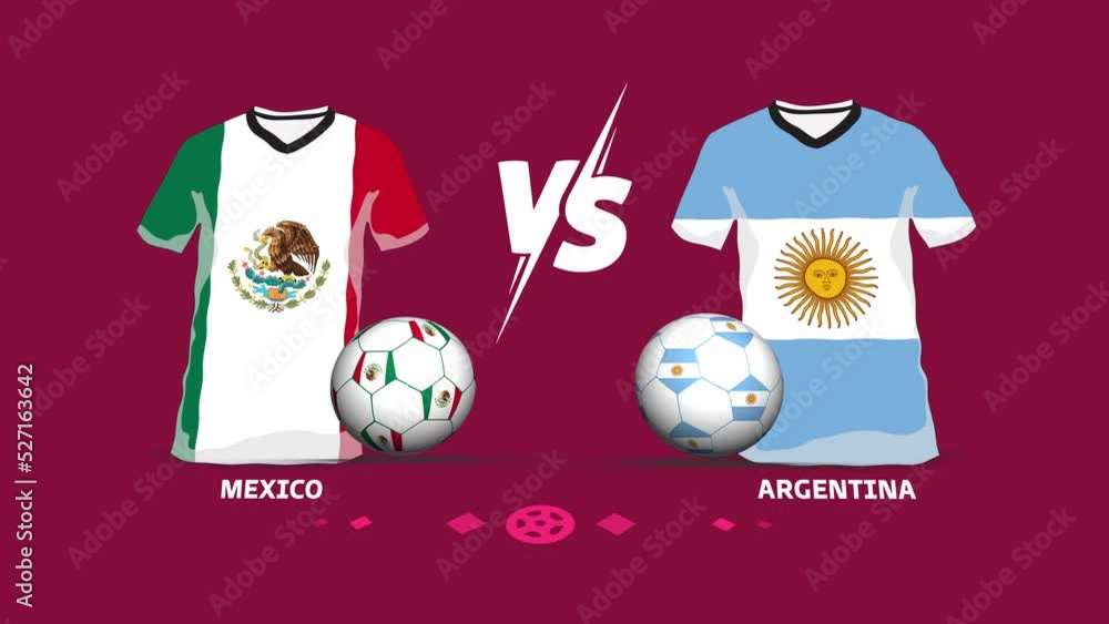 Mexico vs Argentina soccer ball match intro animation. Symbolic jersey