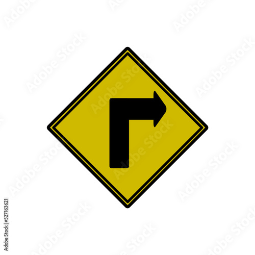Transport command sign icon Bend right