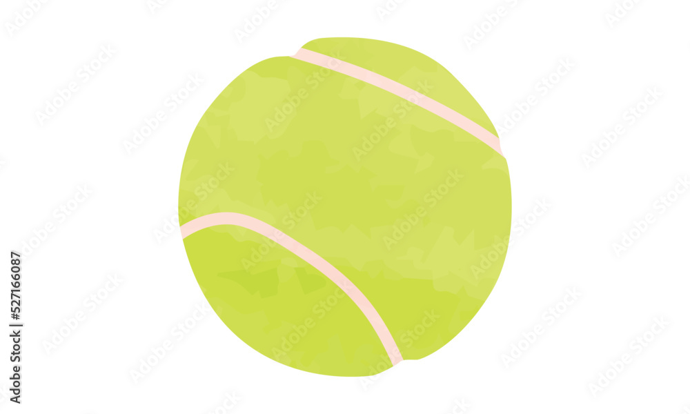 Tennis ball watercolor style vector illustration isolated on white background. Simple tennis ball clipart. Tennis ball cartoon style hand drawn. Minimalist tennis ball drawing icon. Close-up view