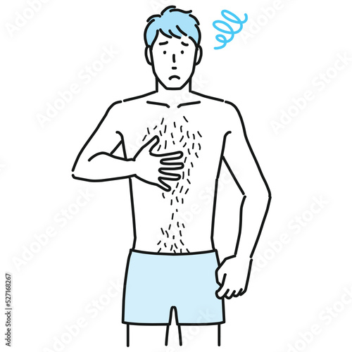 胸毛が多くて悩む男性