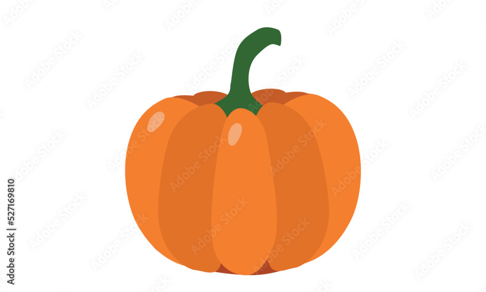 Simple orange pumpkin clipart vector illustration isolated on white background. Autumn Halloween pumpkin flat cartoon style. Orange gourd sign icon. Organic food, vegetables and restaurant concept Simple orange pumpkin clipart vector illustration isolated on white background. Autumn Halloween pumpkin flat cartoon style. Orange gourd sign icon. Organic food, vegetables and restaurant concept