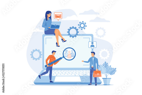 Marketing strategy, promotional campaign. Headhunting agency. Market segmentation, adverts, target market, target group, target customer concept. flat vector modern illustration