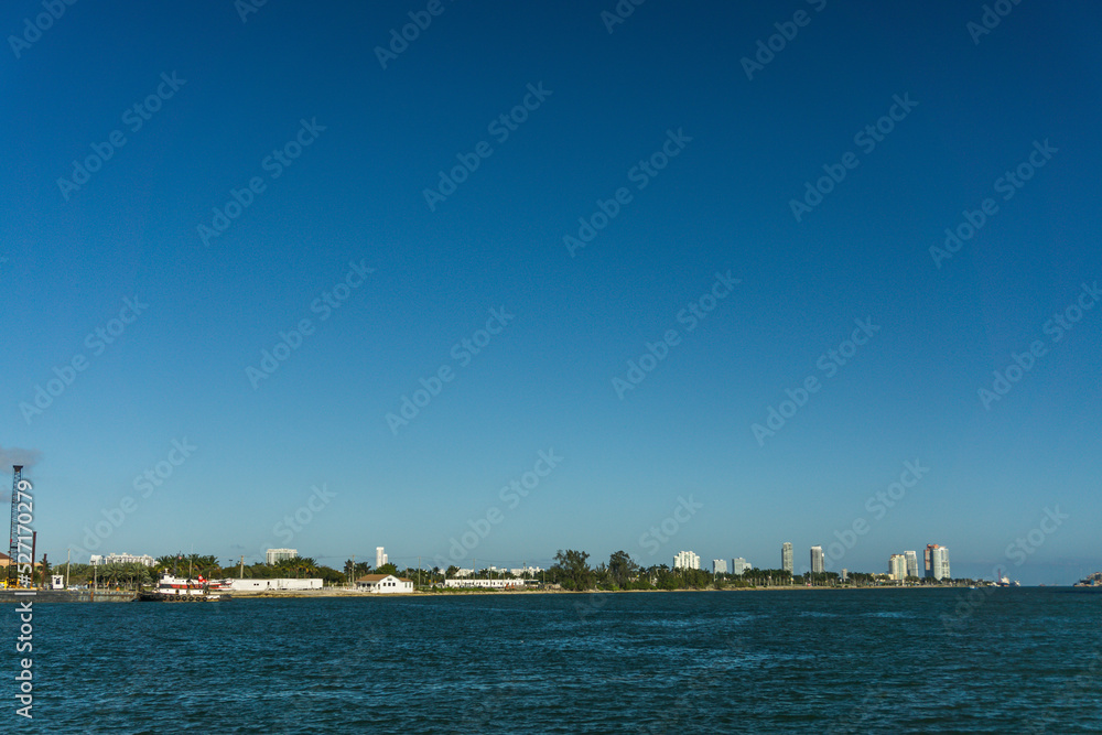 Seascape of the coast of Miami, State of Florida, USA.