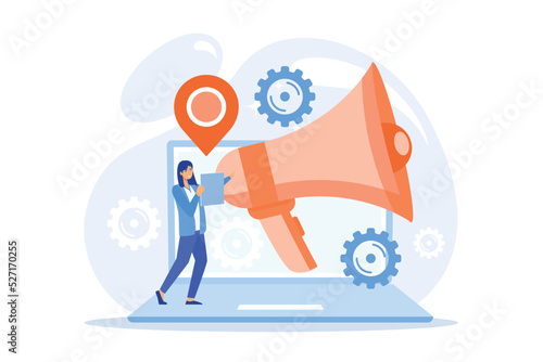 Marketing automation software and CRM. Web based solutions, customer relations management, digital commerce. Customer experience management. flat vector modern illustration