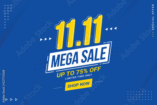 Vector of 11.11 Shopping day Poster or banner. 11 november sales banner template design for social media and website photo