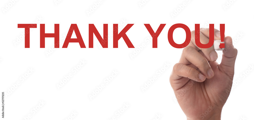 Hand writing Thank You with red marker on transparent wipe board Hand writing Thank You with red marker on transparent wipe board