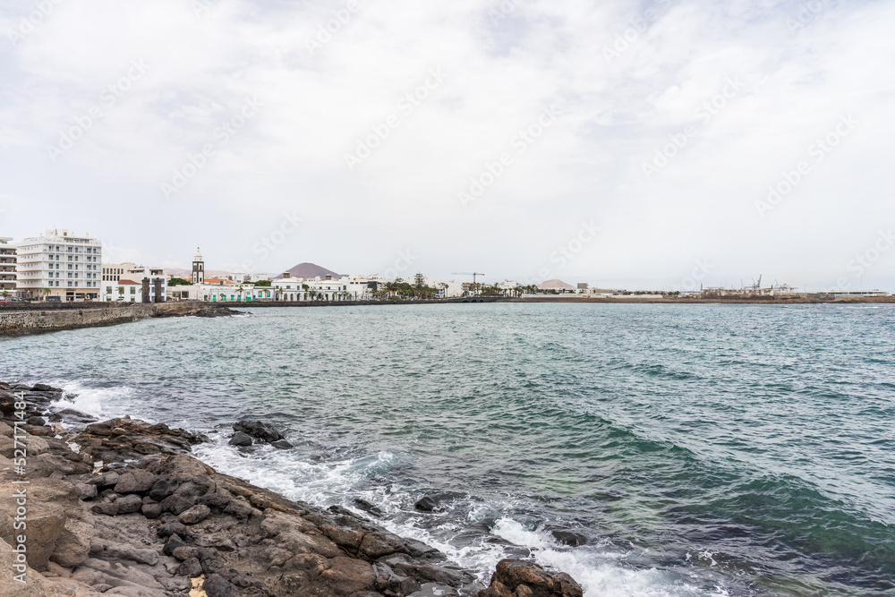 View of the island's capital Arrecife from the Castle of San Gabriel. Lanzarote. Canary Islands. Spain.