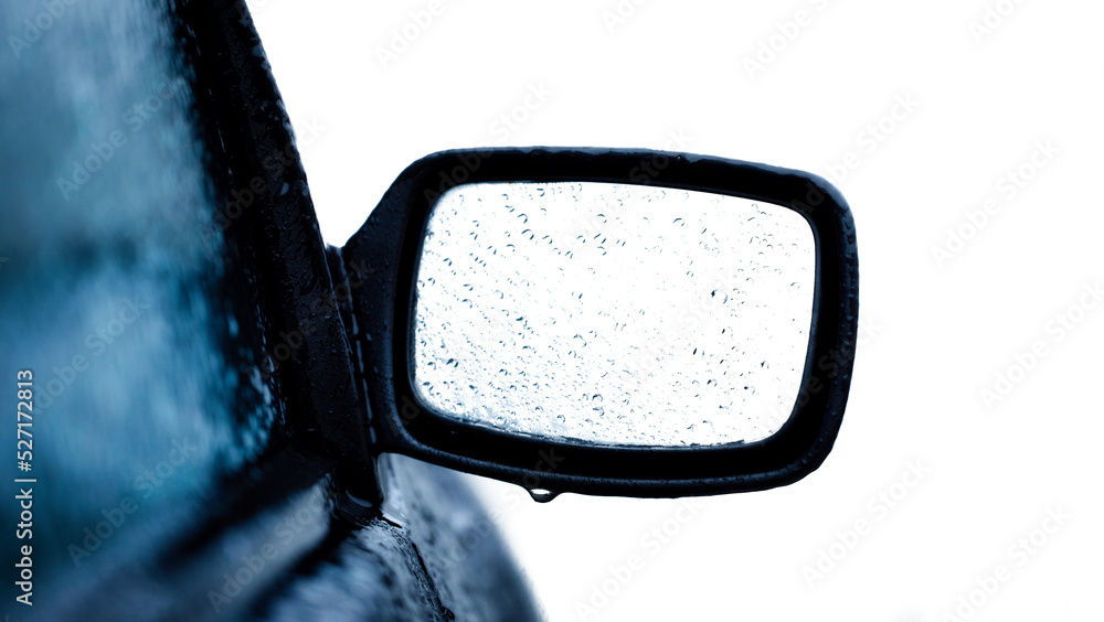 Car mirror isolated on white background. Selective focus Car mirror isolated on white background. Selective focus