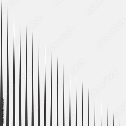 Modern black and white geometric background design. Banner divided into two parts diagonally. Abstract pattern with black and white vertical lines at bottom. Copyspace on top. Personal business style.