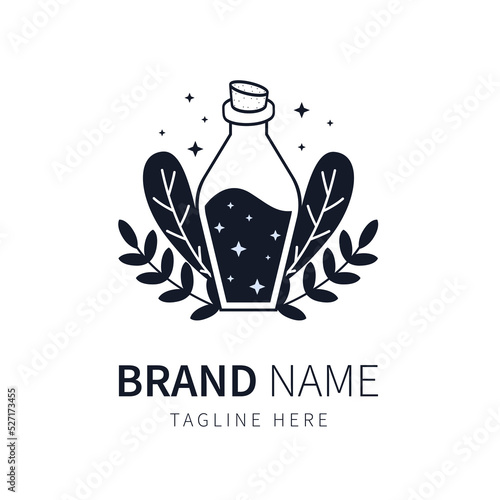 potion logo. illustration herb and leaf vector
