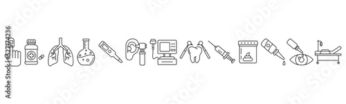 Medicine line art icon set design template vector illustration