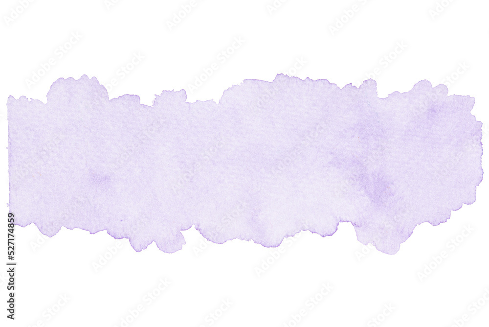 Abstract watercolor background hand-drawn on paper. Volumetric smoke elements. For design, web, card, text, decoration, surfaces. Purple stripe element.