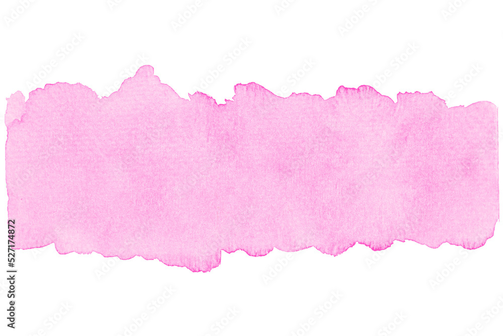 Abstract watercolor background hand-drawn on paper. Volumetric smoke elements. For design, web, card, text, decoration, surfaces. Pink stripe element.