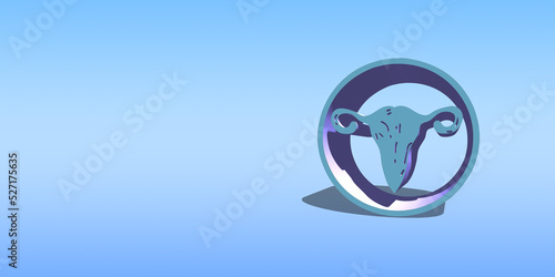 3D female uterus isolated on blue background