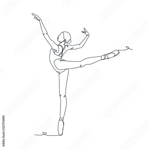 continuous line illustration of ballet dancer