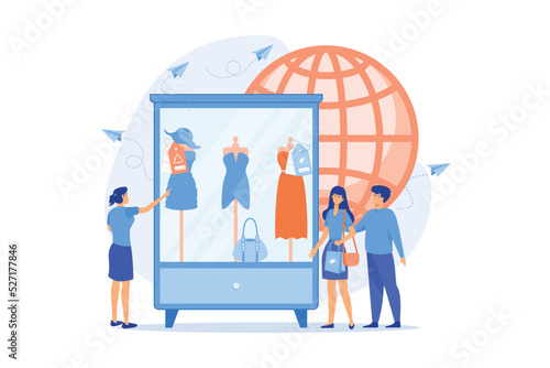 Recyclable and eco textile. Sustainable fashion, sustainable manufacturing brand, green technologies in fashion, ethical clothing production concept. flat vector modern illistration