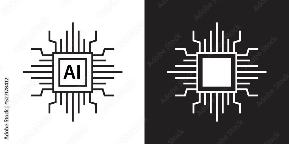 Artificial intelligence outline style icon design vector. Network circuit chip digital smart mind symbol illustration. Artificial intelligence outline style icon design vector. Network circuit chip digital smart mind symbol illustration.