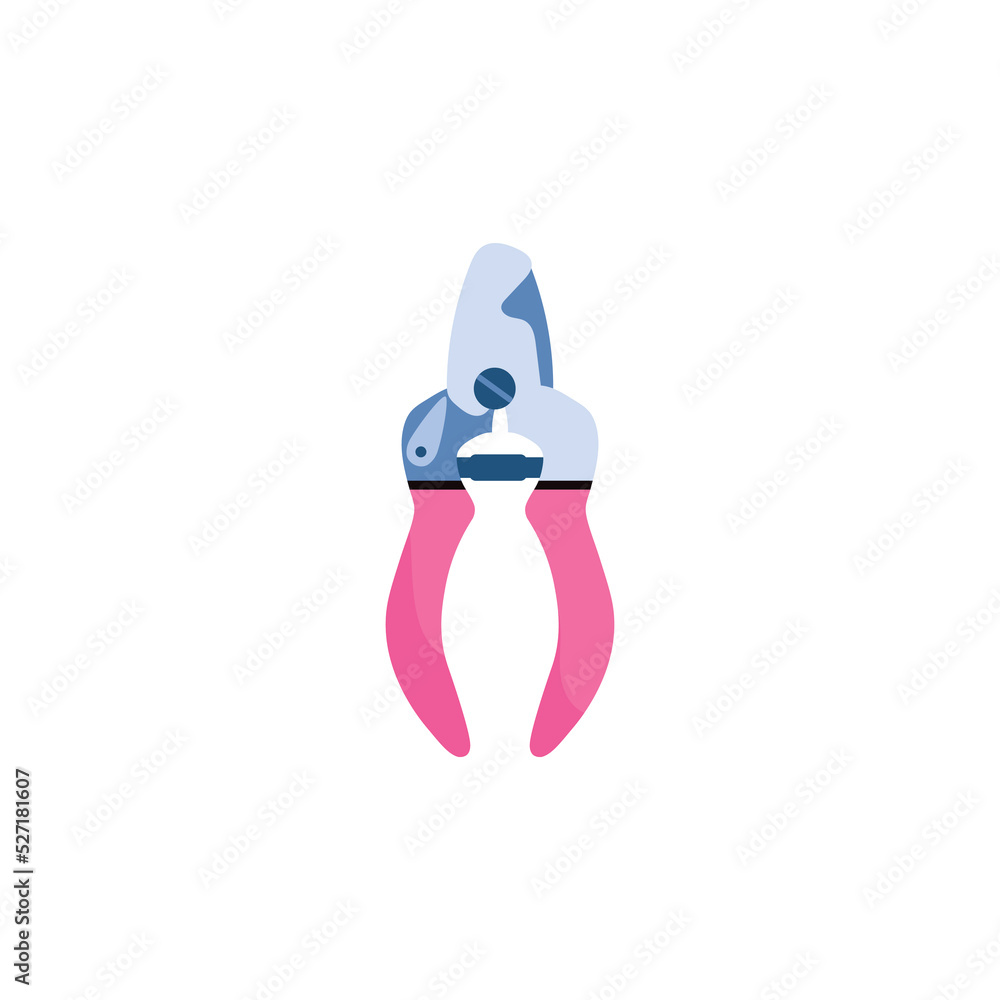 Animal nail clippers for pets grooming, flat vector illustration isolated. Animal nail clippers for pets grooming, flat vector illustration isolated.