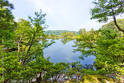 Kenrokuen Garden in summer. Kenrokuen is considered one of the Three most beautiful Gardens of Japan.