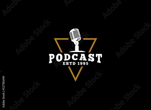 podcast logo vector illustration design. microphone symbol