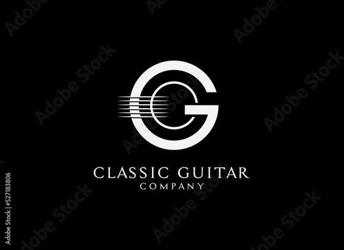 acoustic guitar logo design vector template