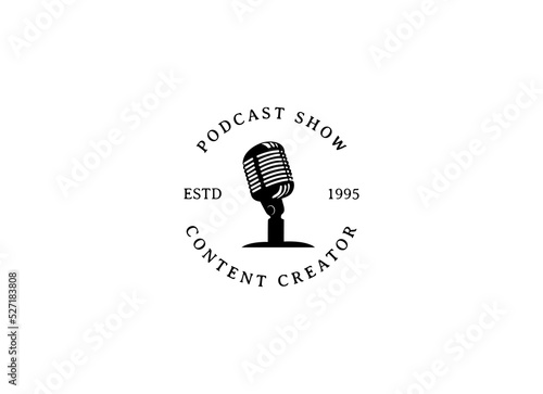 podcast logo vector illustration design. microphone symbol