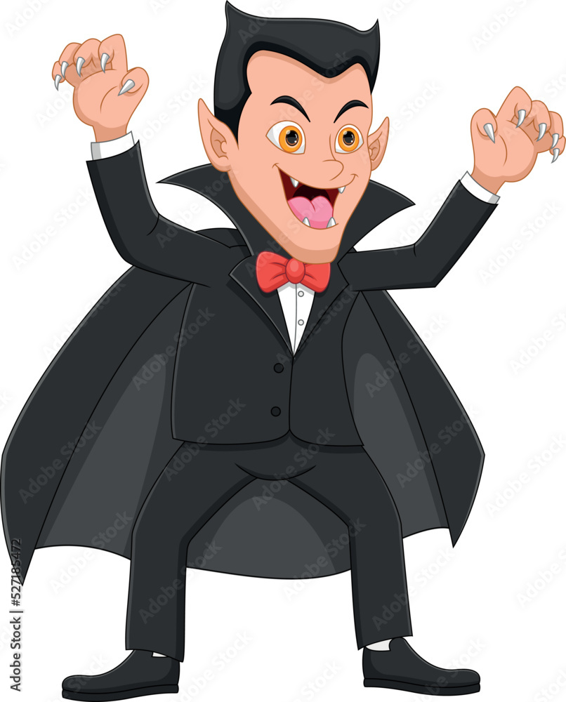 cartoon dracula vampire man on white background