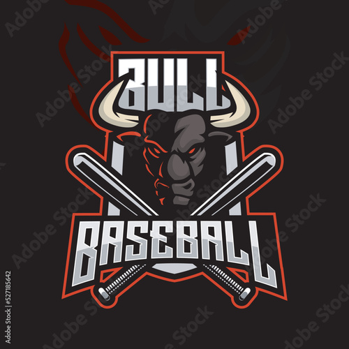 Photography angry bull mascot baseball logo design