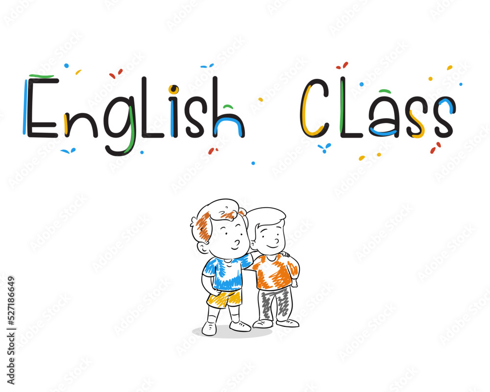 English class cute typography with illustration English class cute typography with illustration