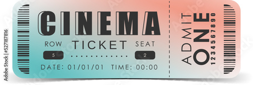 Cinema ticket design. Modern elegant ticket card illustration template. Vector illustration.