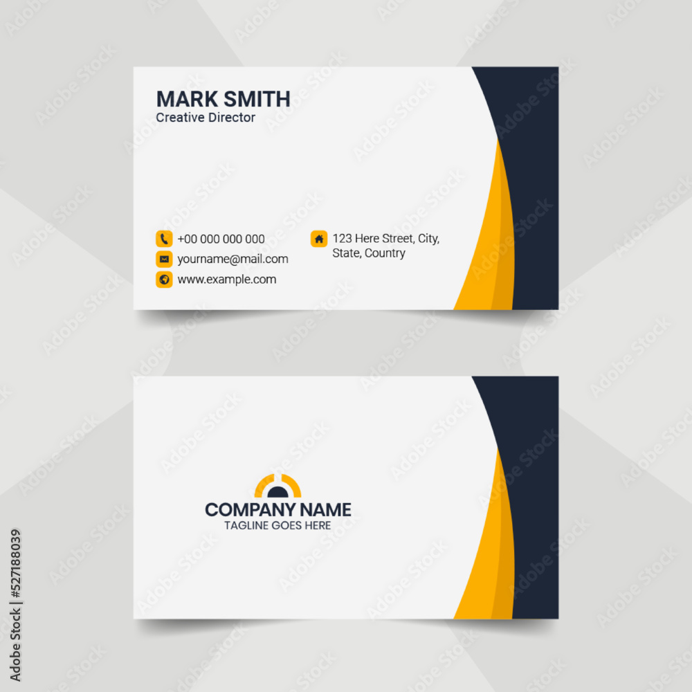 Fototapeta premium Modern Yellow and White Business Card Template, Professional Visiting Card Design