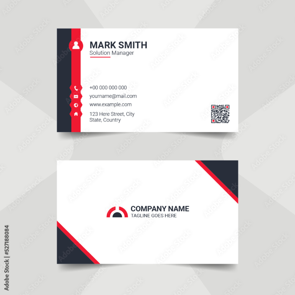 Red and White Corporate Business Card Template Red and White Corporate Business Card Template