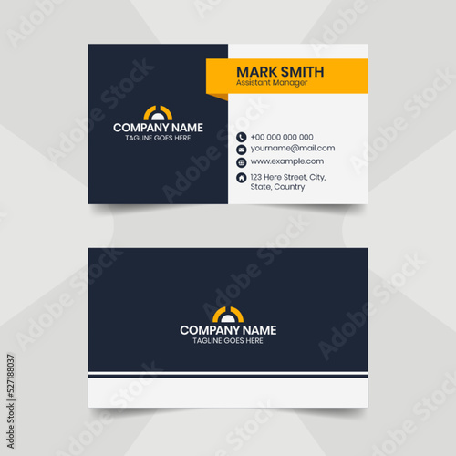 Modern Yellow and White Business Card Template, Professional Visiting Card Design